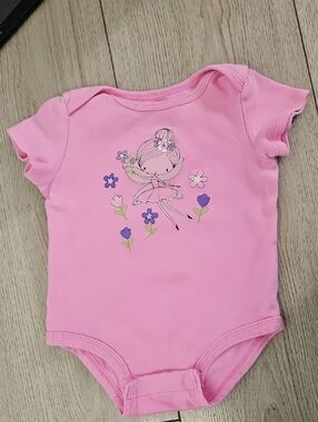 Pink Baby Girl ROCOCO One-Piece Bodysuit with Ballerina Floral Print🩷